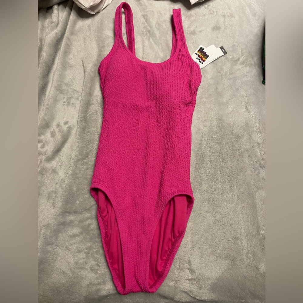 Hot pink one piece bathing suit